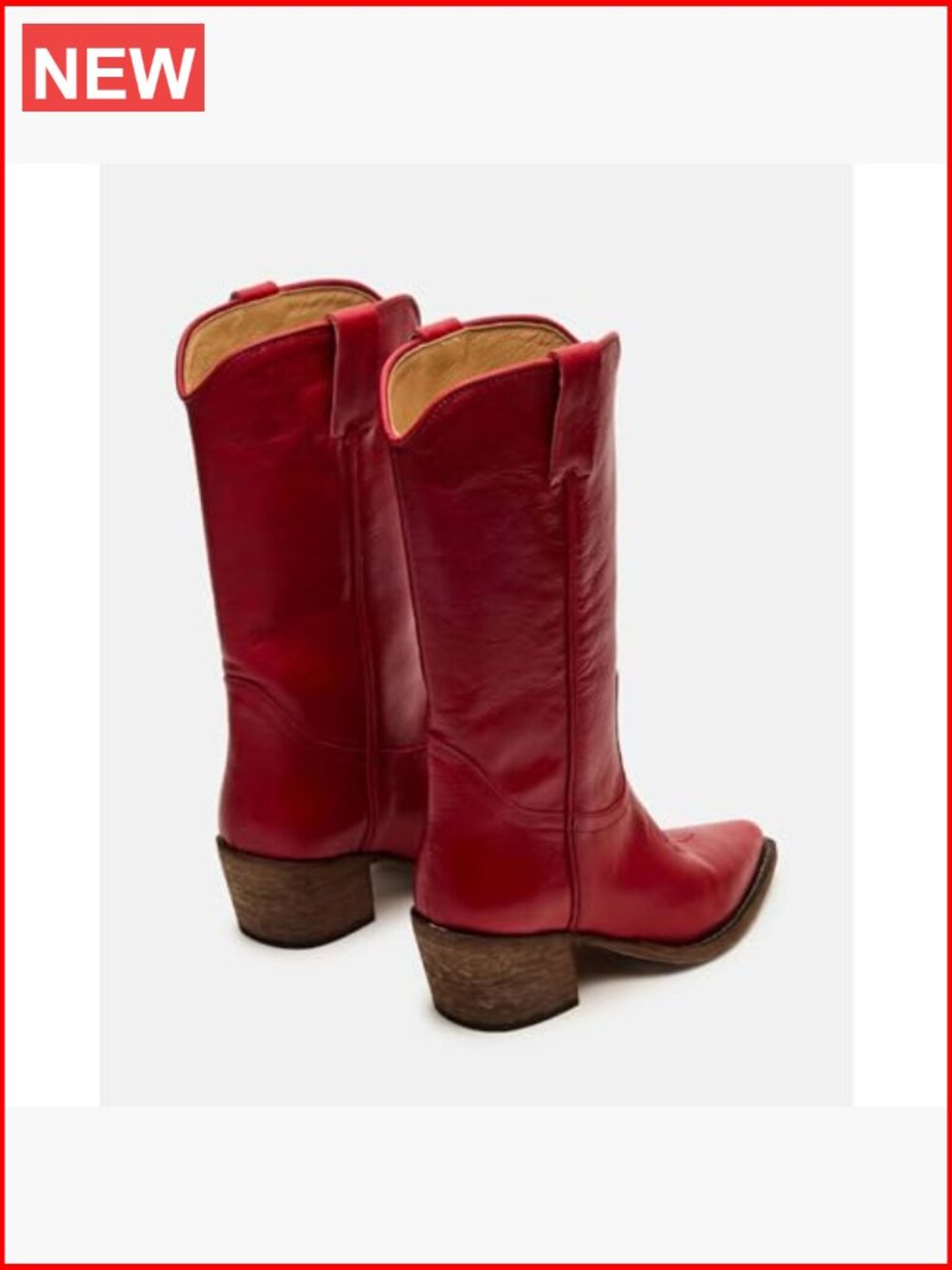 Mid Calf Western Boots Chunky Block Low Heel Embroidery Cowgirl Booties Pull On - Picture 6 of 6